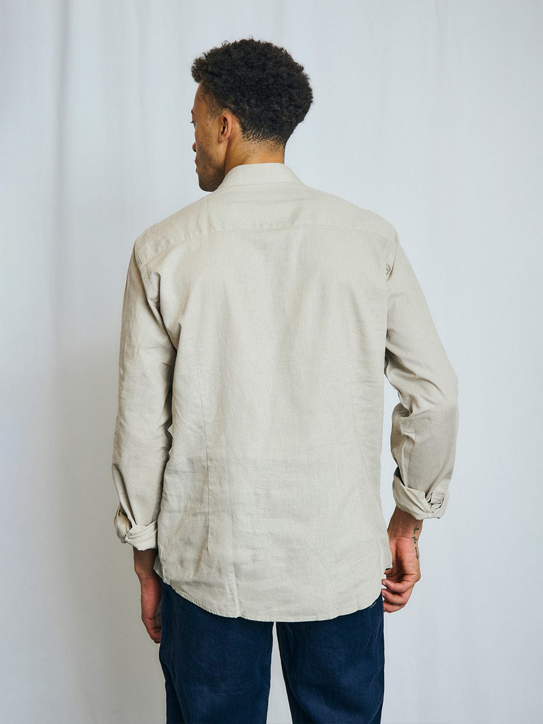 Bruun & Stengade Men Beige Kurta Collar Shirt