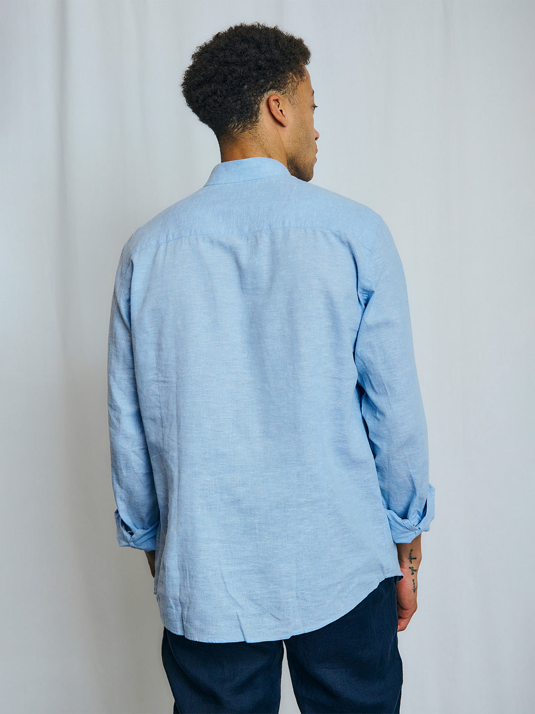 Bruun & Stengade Men Blue Solid Collar Shirt