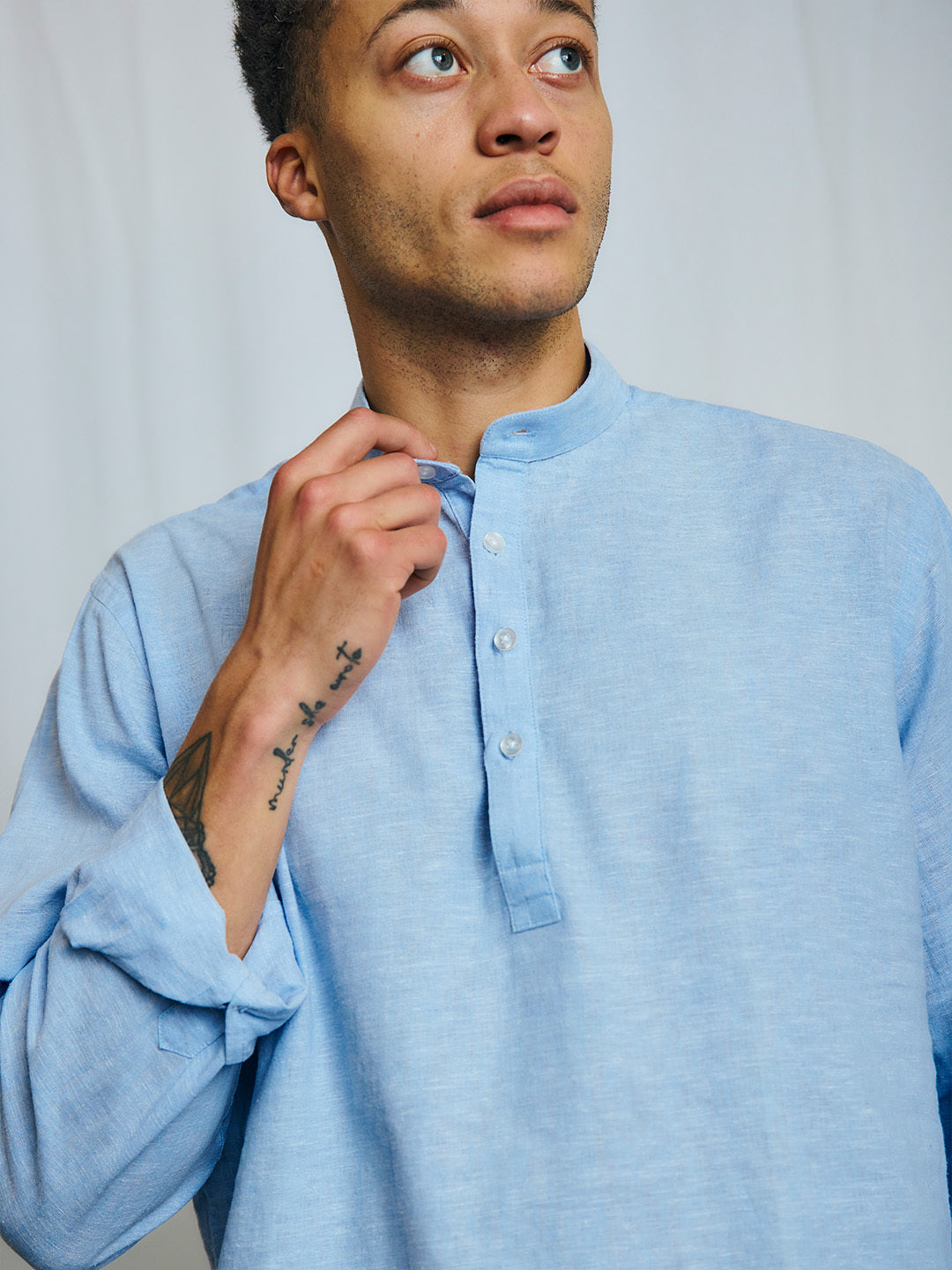 Bruun & Stengade Men Blue Solid Collar Shirt