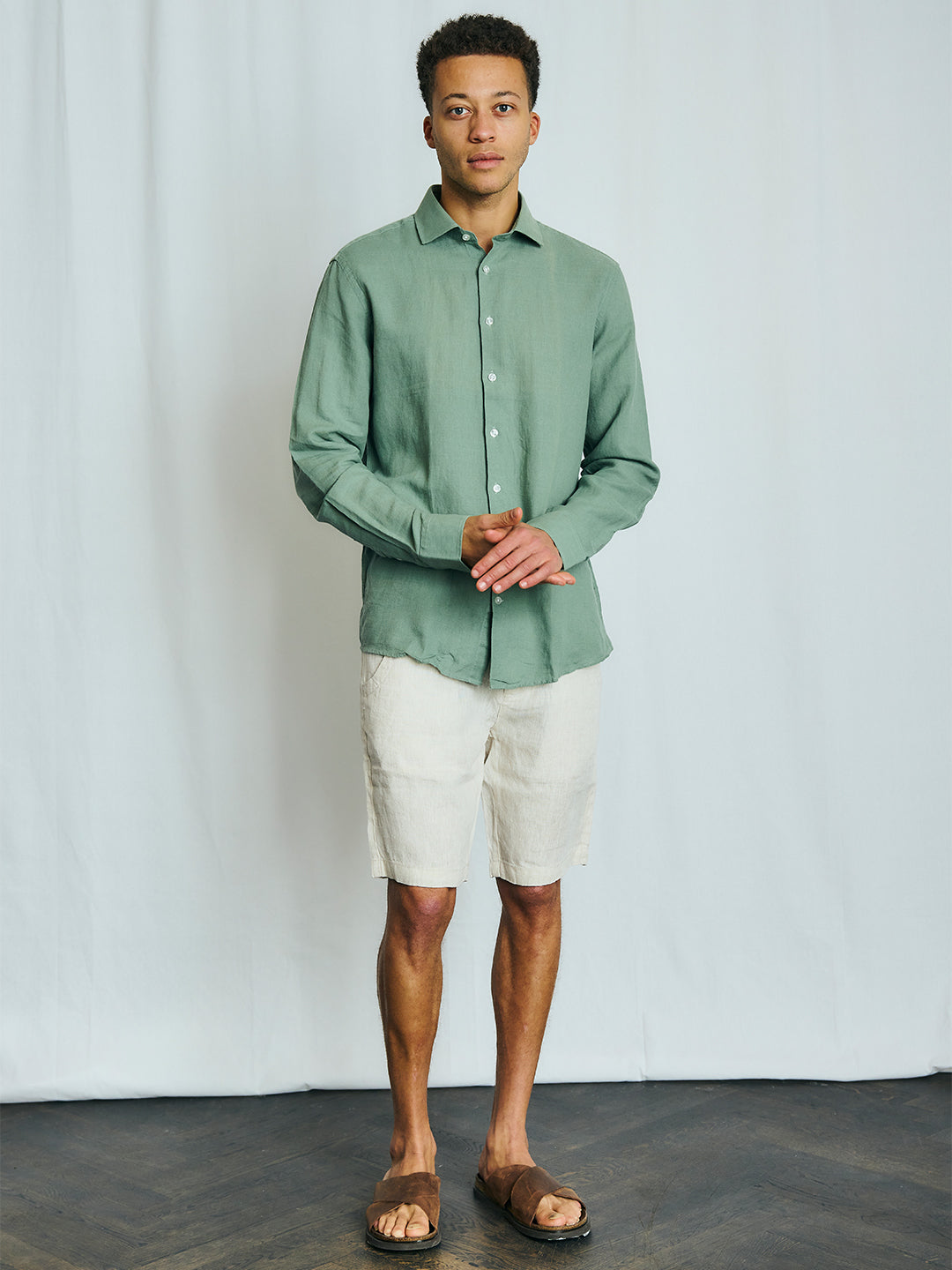 Bruun & Stengade Men Green Solid Collar Shirt