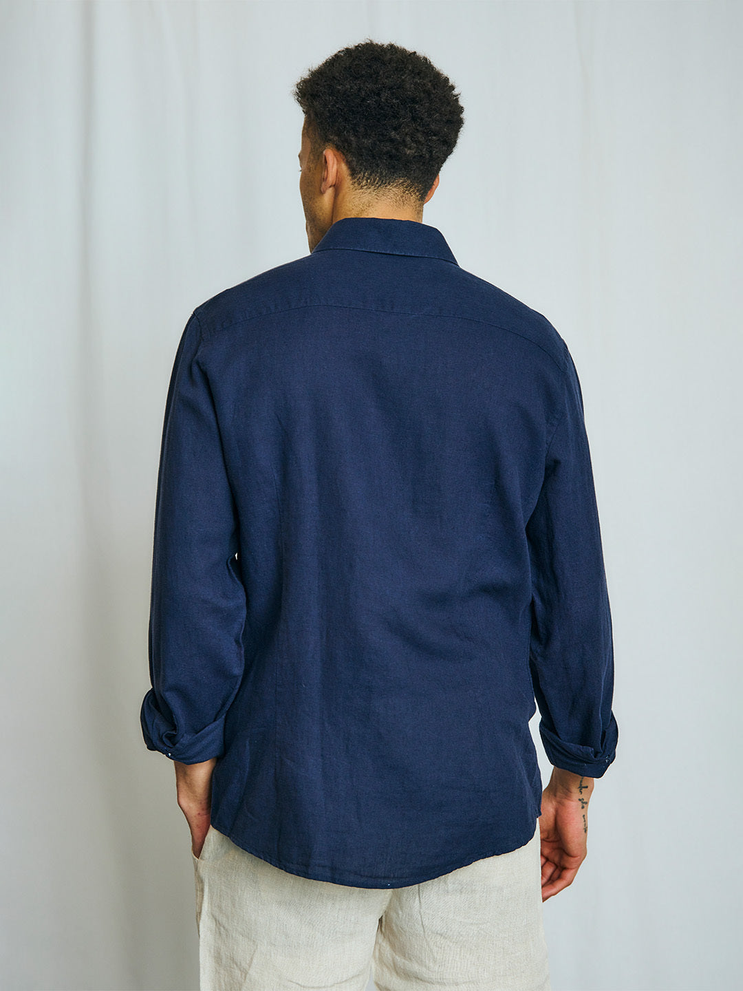 Bruun & Stengade Men Navy Solid Collar Shirt