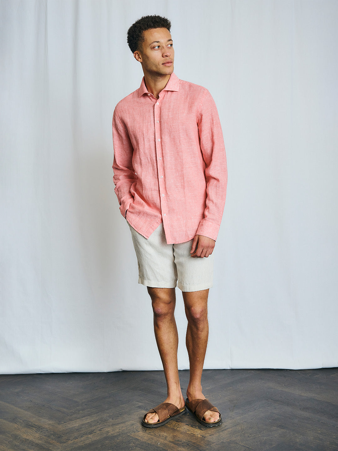 Bruun & Stengade Men Pink Solid Collar Shirt