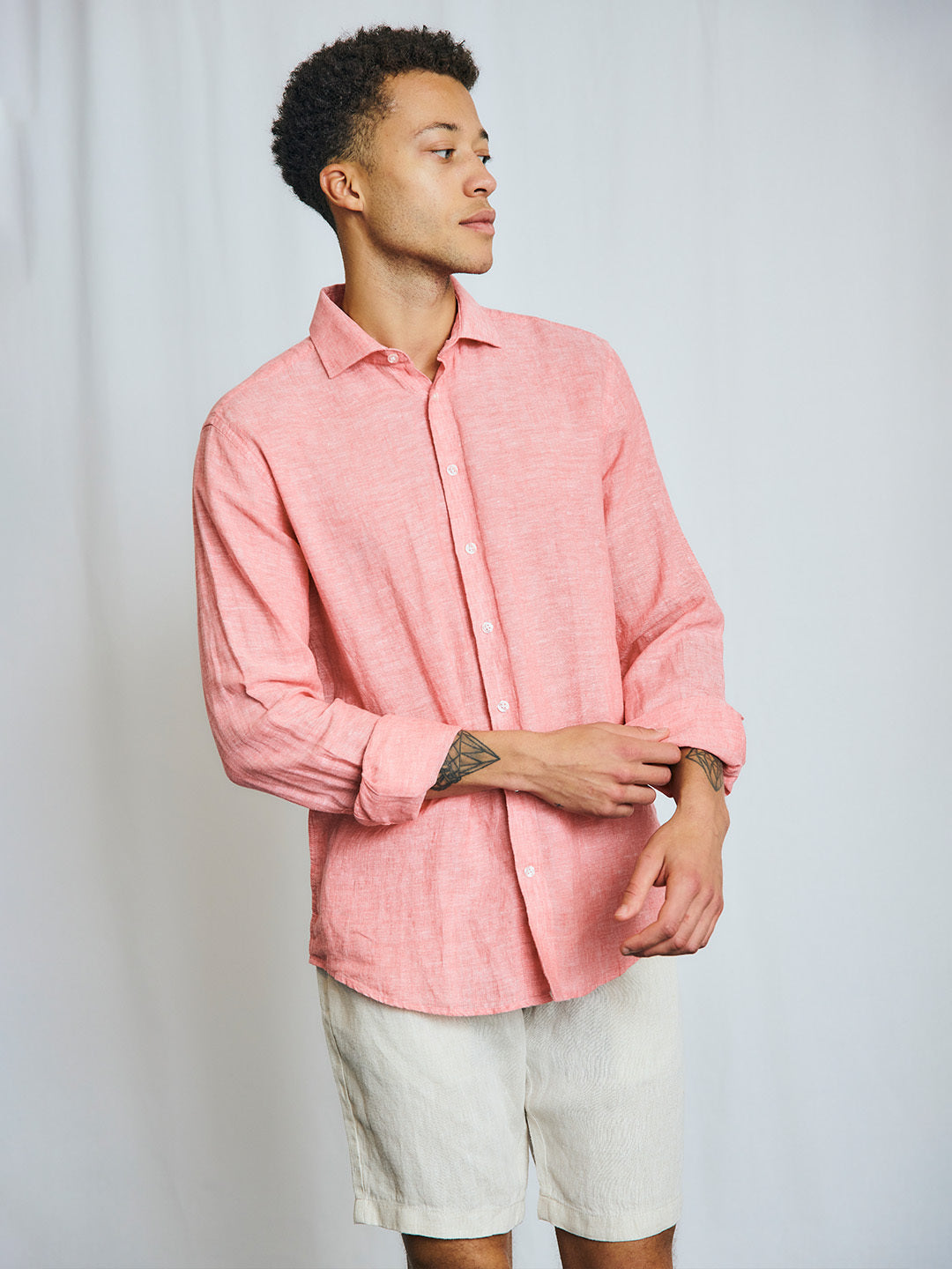 Bruun & Stengade Men Pink Solid Collar Shirt