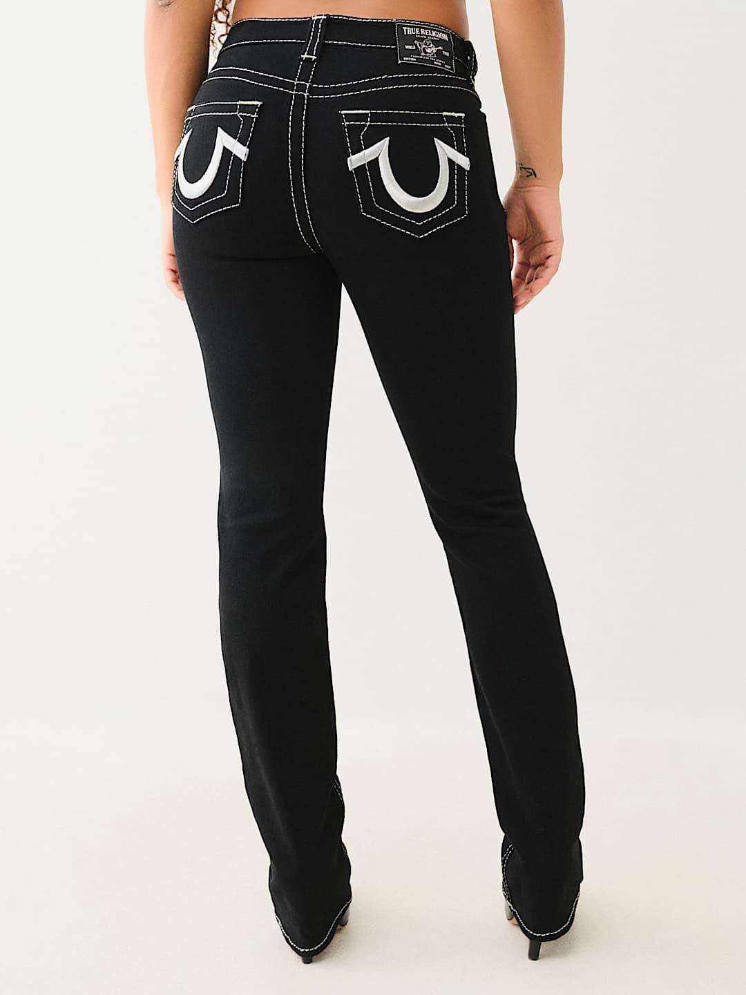 True Religion Big T Billie Straight Fit Black Mid Rise Solid Jeans