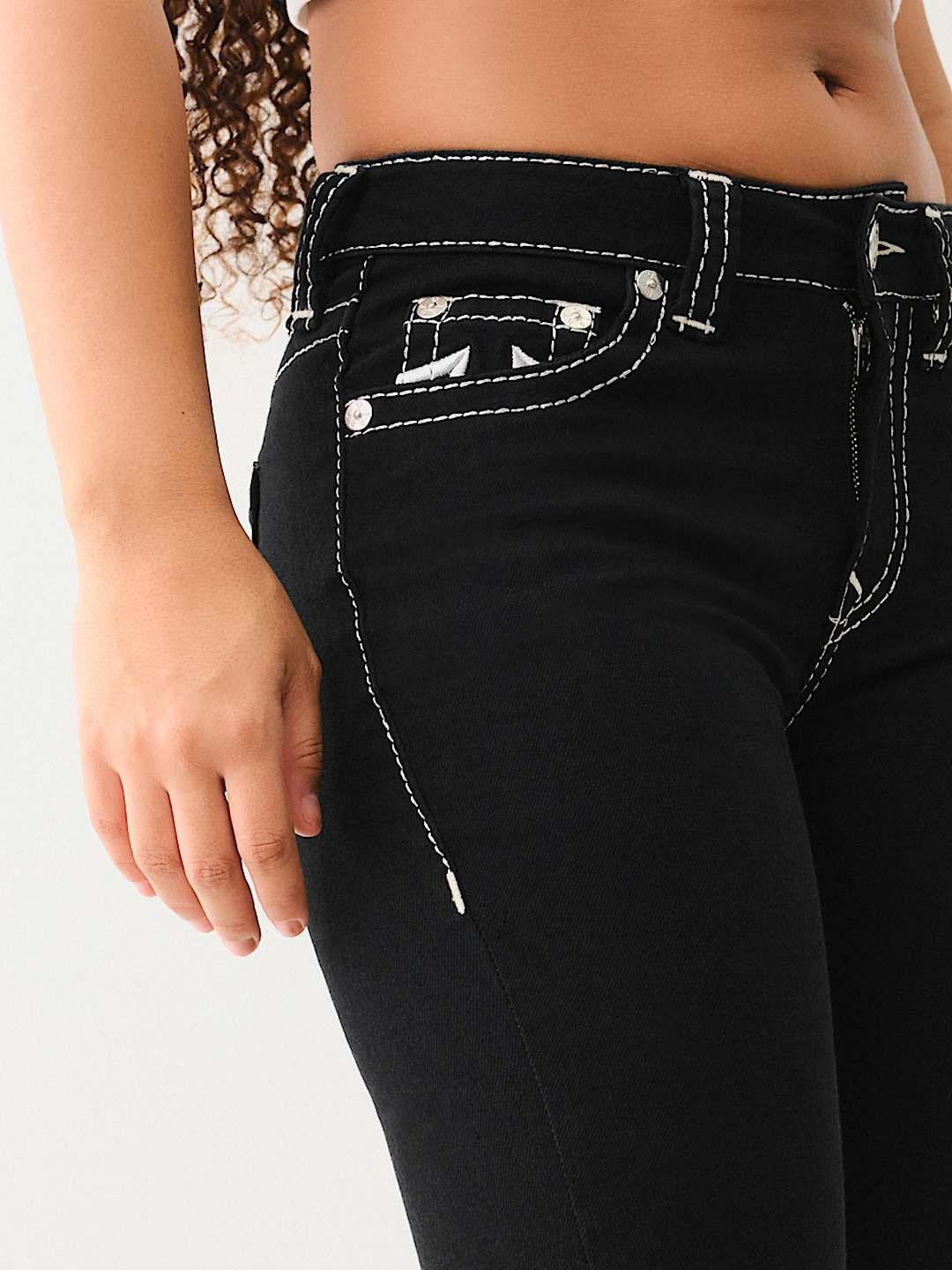 True Religion Big T Billie Straight Fit Black Mid Rise Solid Jeans