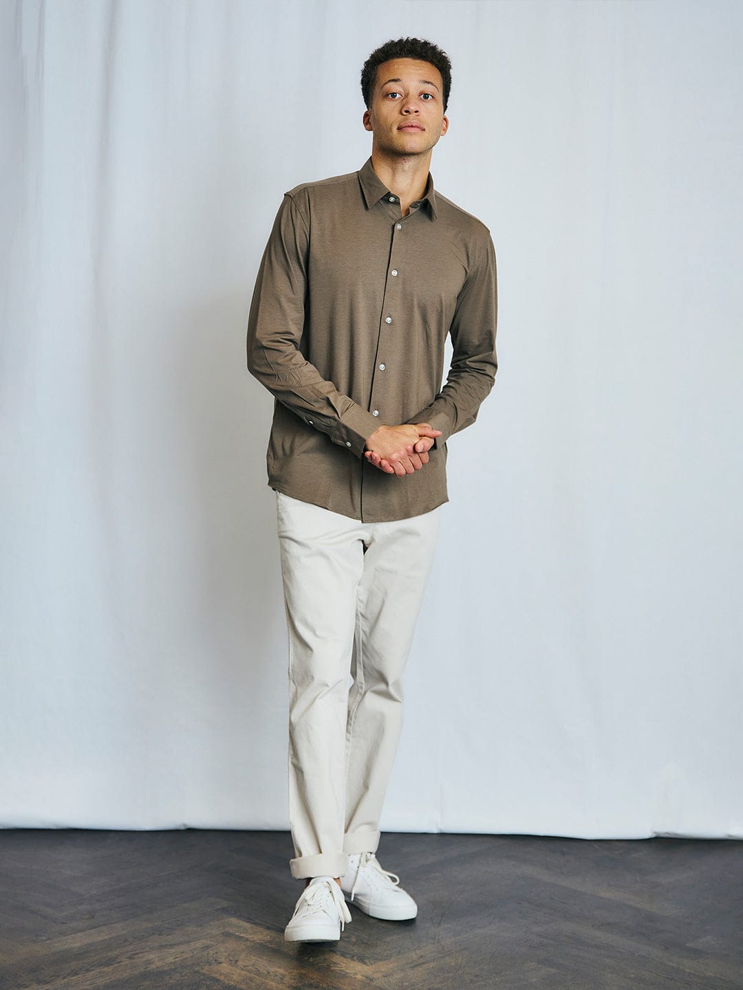 Bruun & Stengade Men Army Solid Collar Shirt