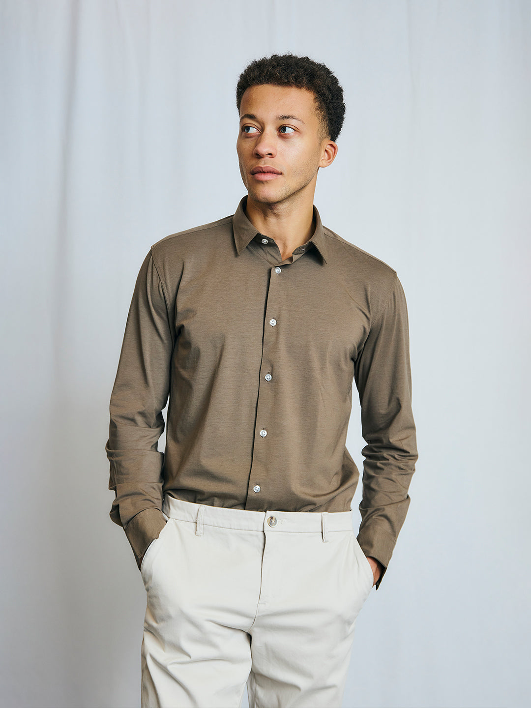 Bruun & Stengade Men Army Solid Collar Shirt