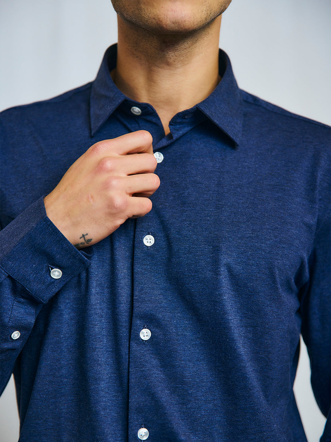 Bruun & Stengade Men Navy Solid Collar Shirt