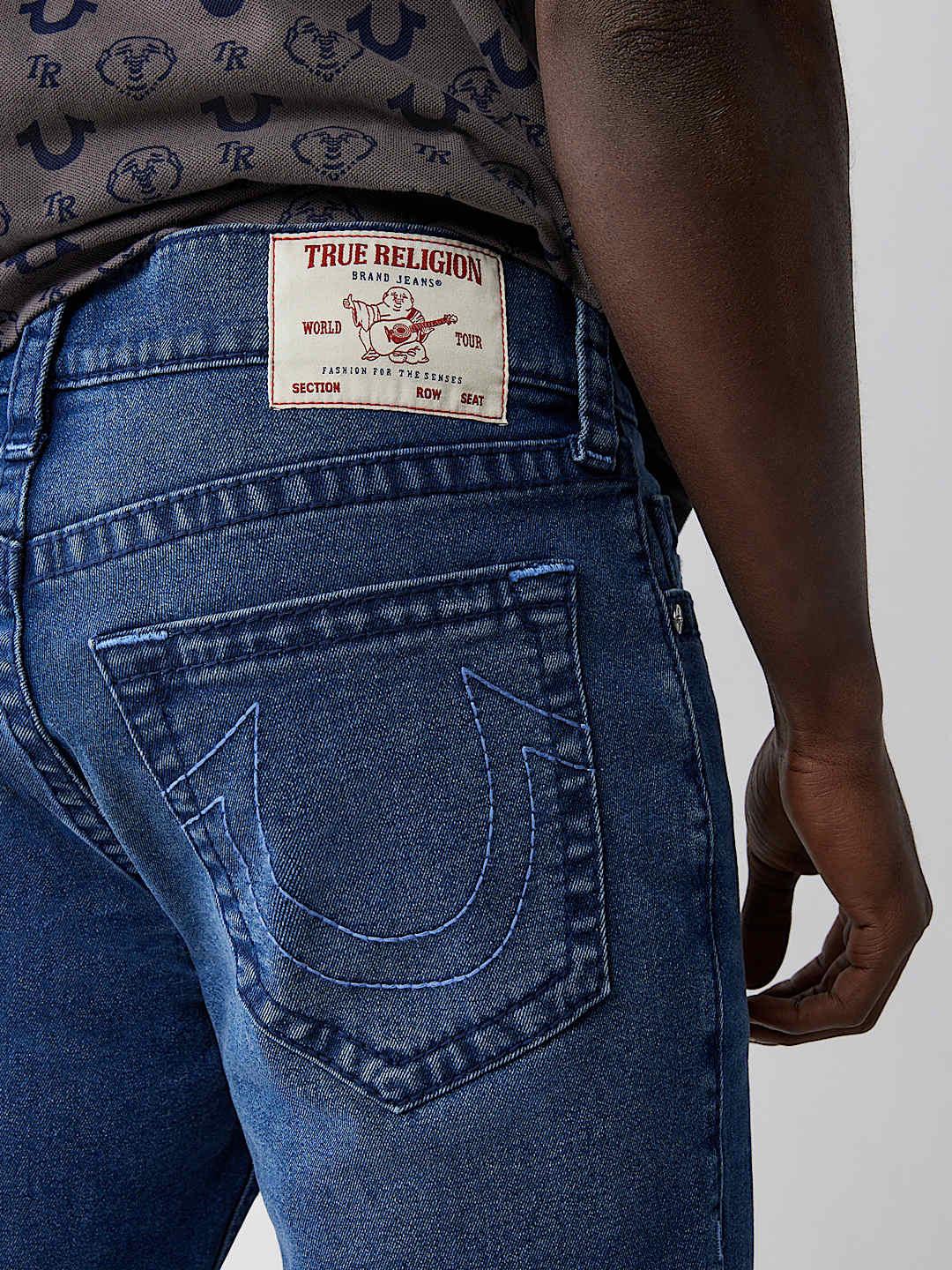 True Religion Men BIG T Ricky Straight Fit Medium Wash Jeans