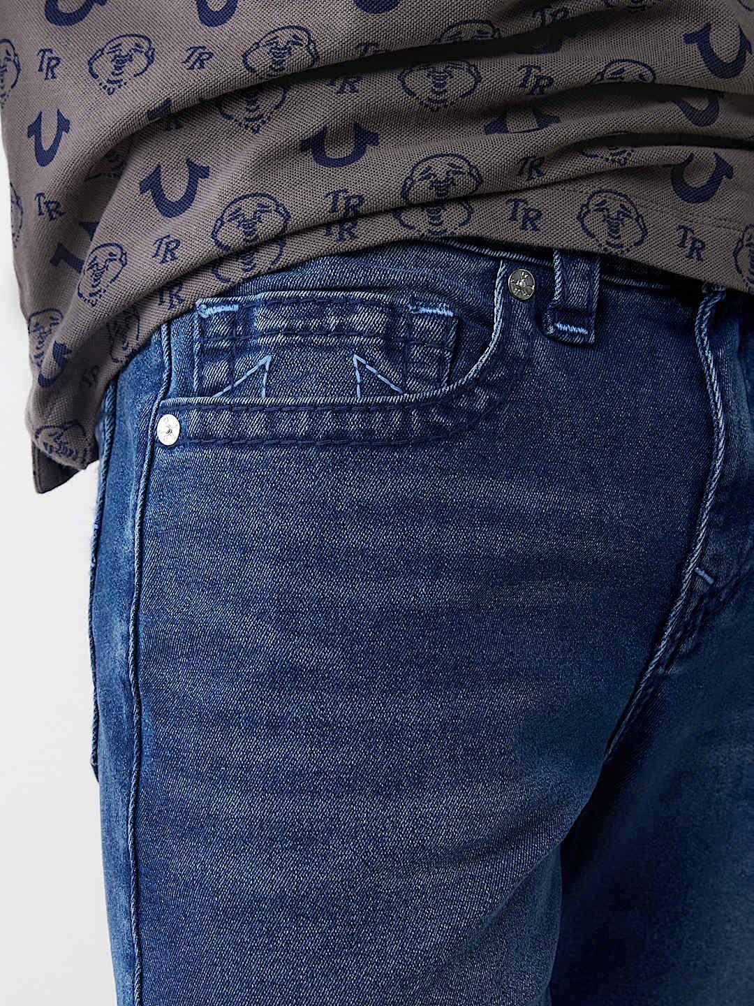 True Religion Men BIG T Ricky Straight Fit Medium Wash Jeans