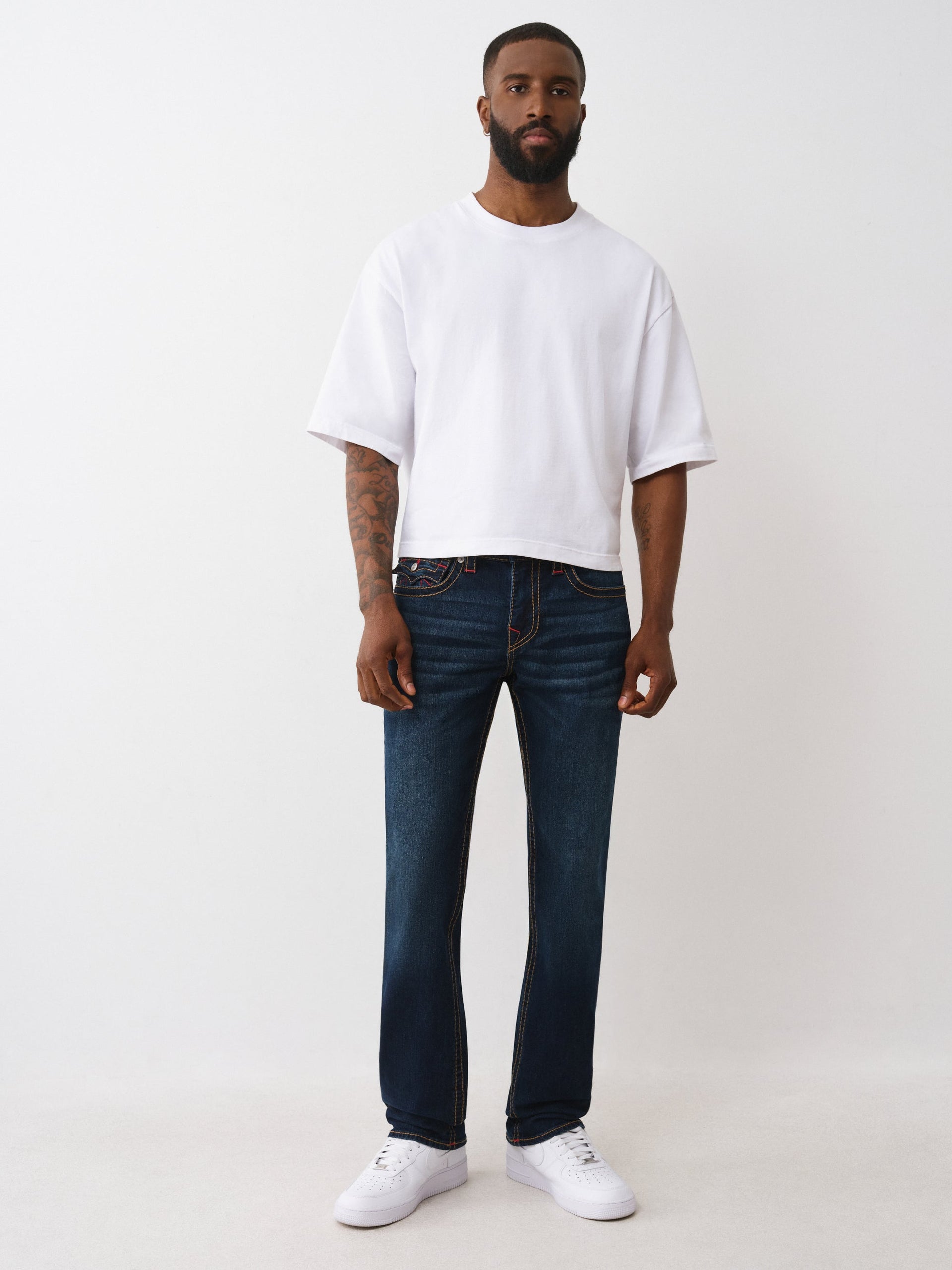 TRUE RELIGION Men RICKY Big T Navy Blue Jeans