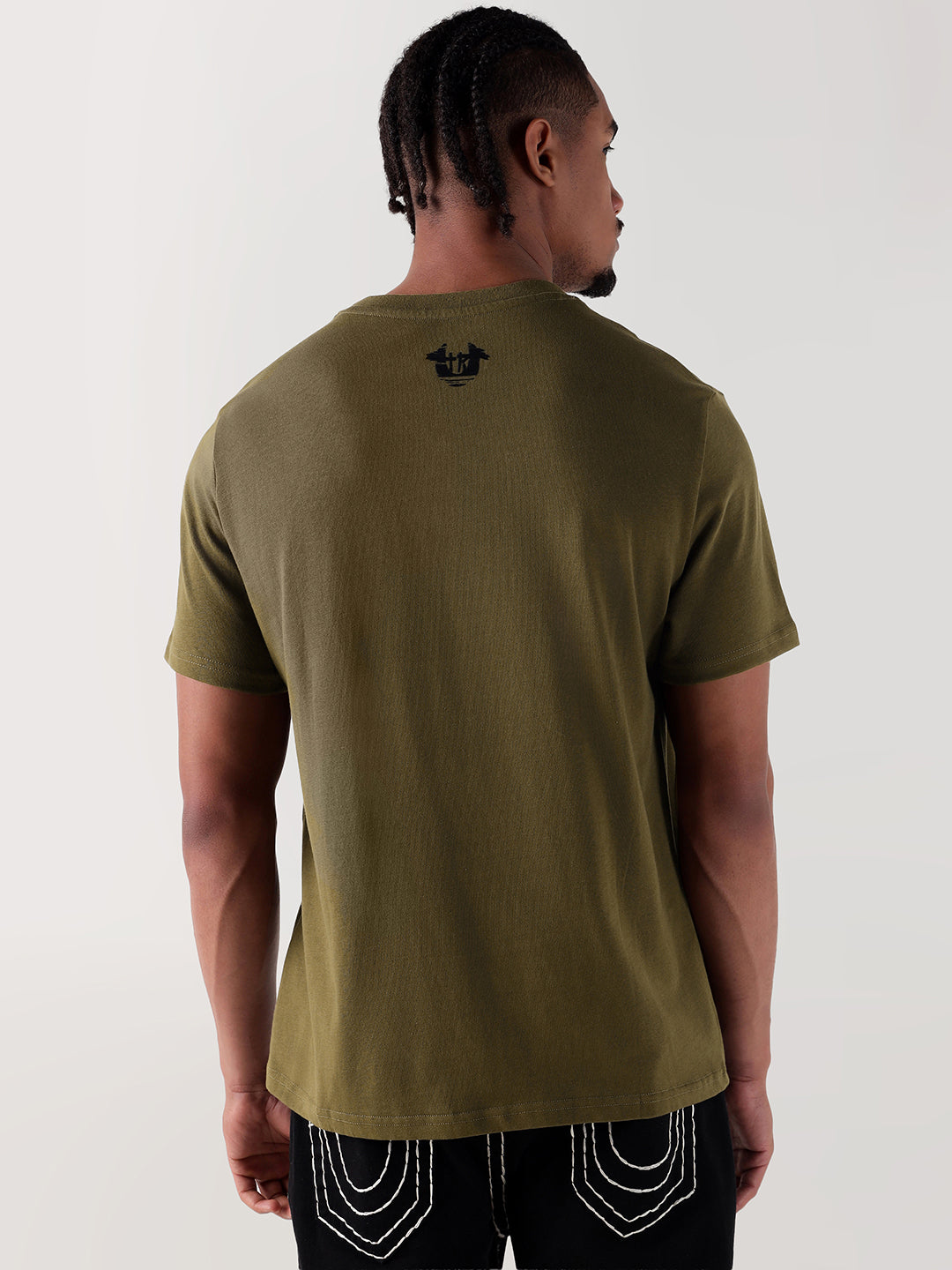 TRUE RELIGION Men Green Printed Round Neck Regular Fit T Shirt