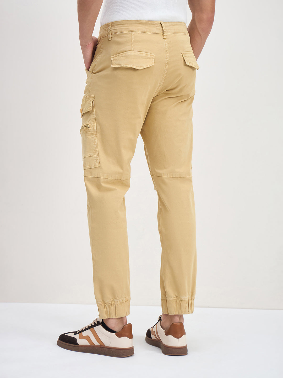 ICONIC Men Khaki Elasticted Bottom Cargo