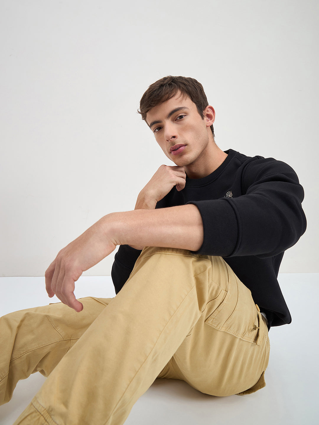 ICONIC Men Khaki Elasticted Bottom Cargo