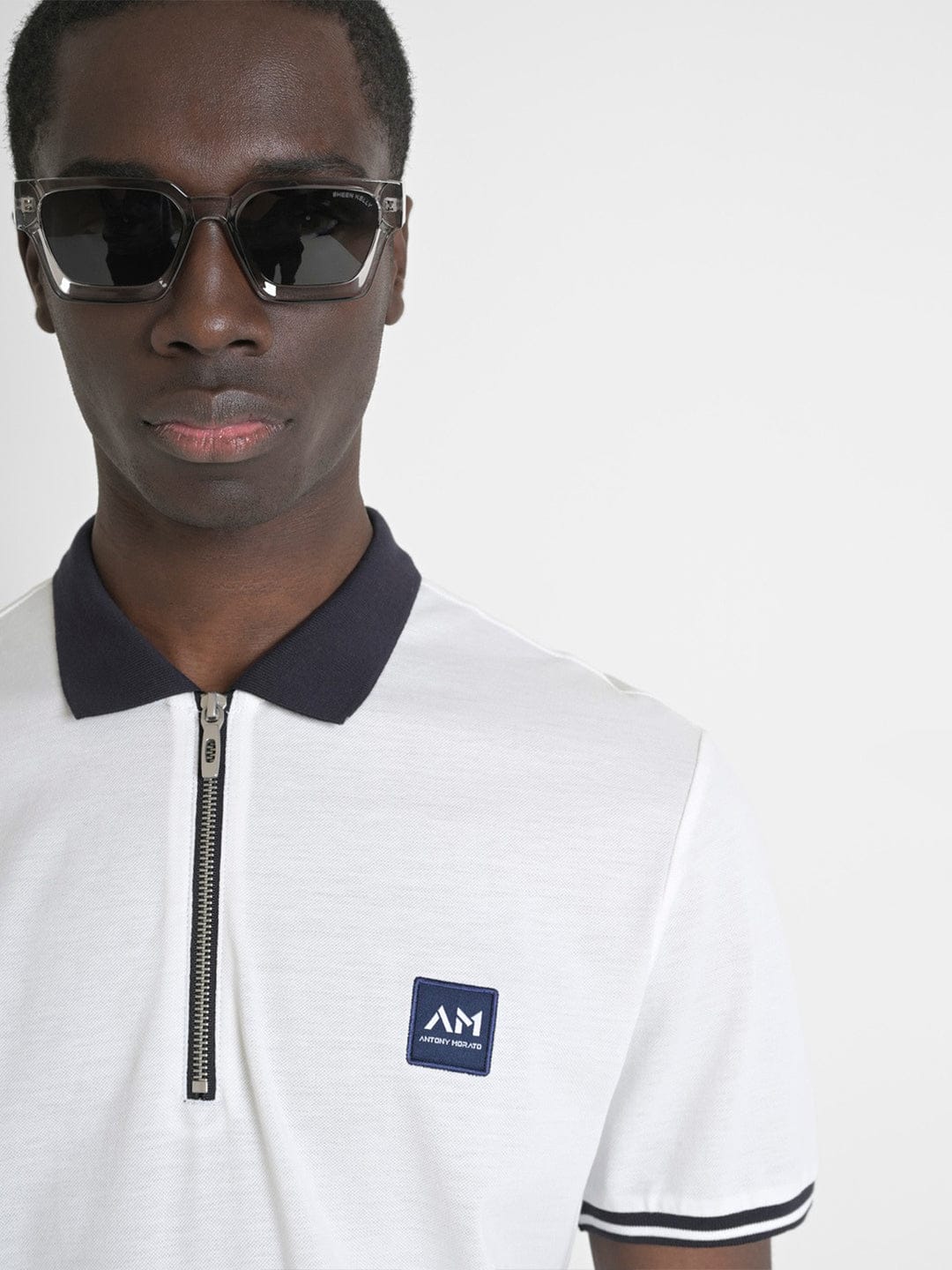 Antony Morato Mens Cream Polo Collar Short Sleeve Solid Tshirt