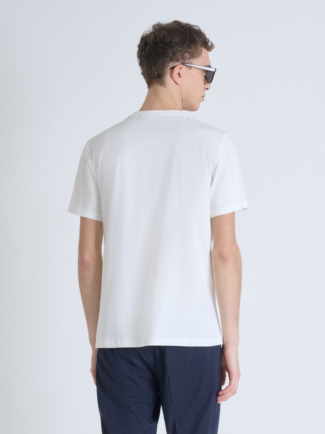 Antony Morato Mens White Round Neck Short Sleeve Embossed Tiger Pattern Tshirt