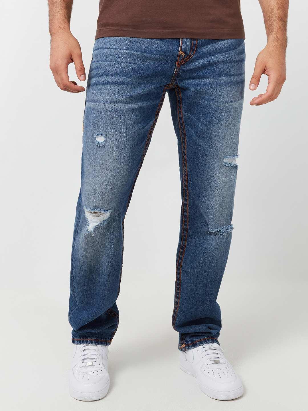 True Religion Men SUPER T Ricky Straight Fit Medium Wash Jeans