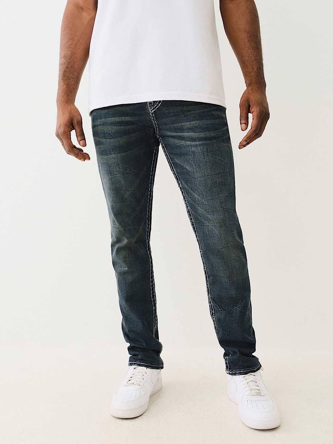 True Religion Men SUPER T Rocco Slim Fit Dark Wash Jeans