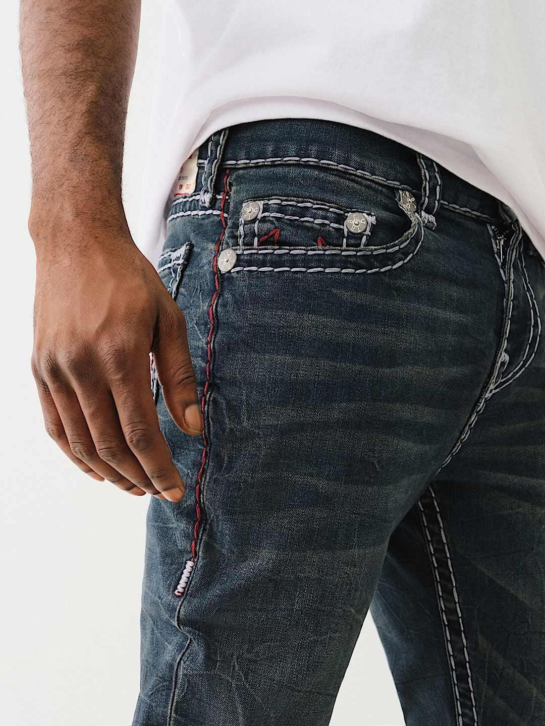 True Religion Men SUPER T Rocco Slim Fit Dark Wash Jeans