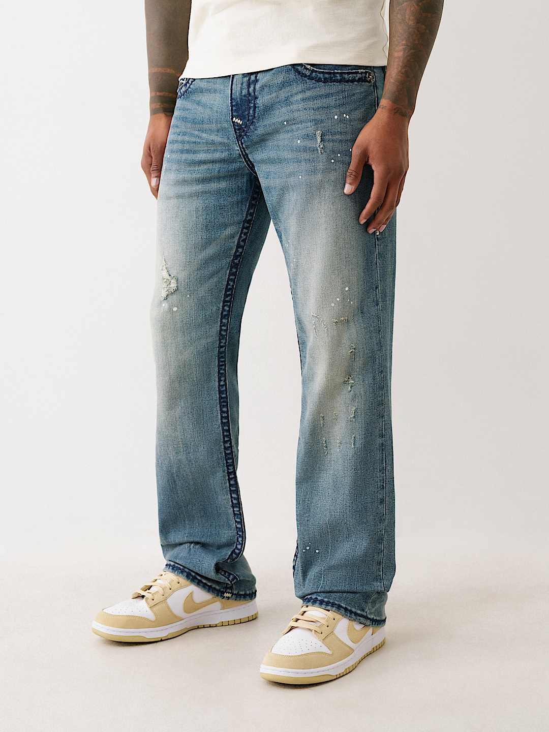 True Religion Men SUPER T Ricky Straight Fit Medium Wash Jeans