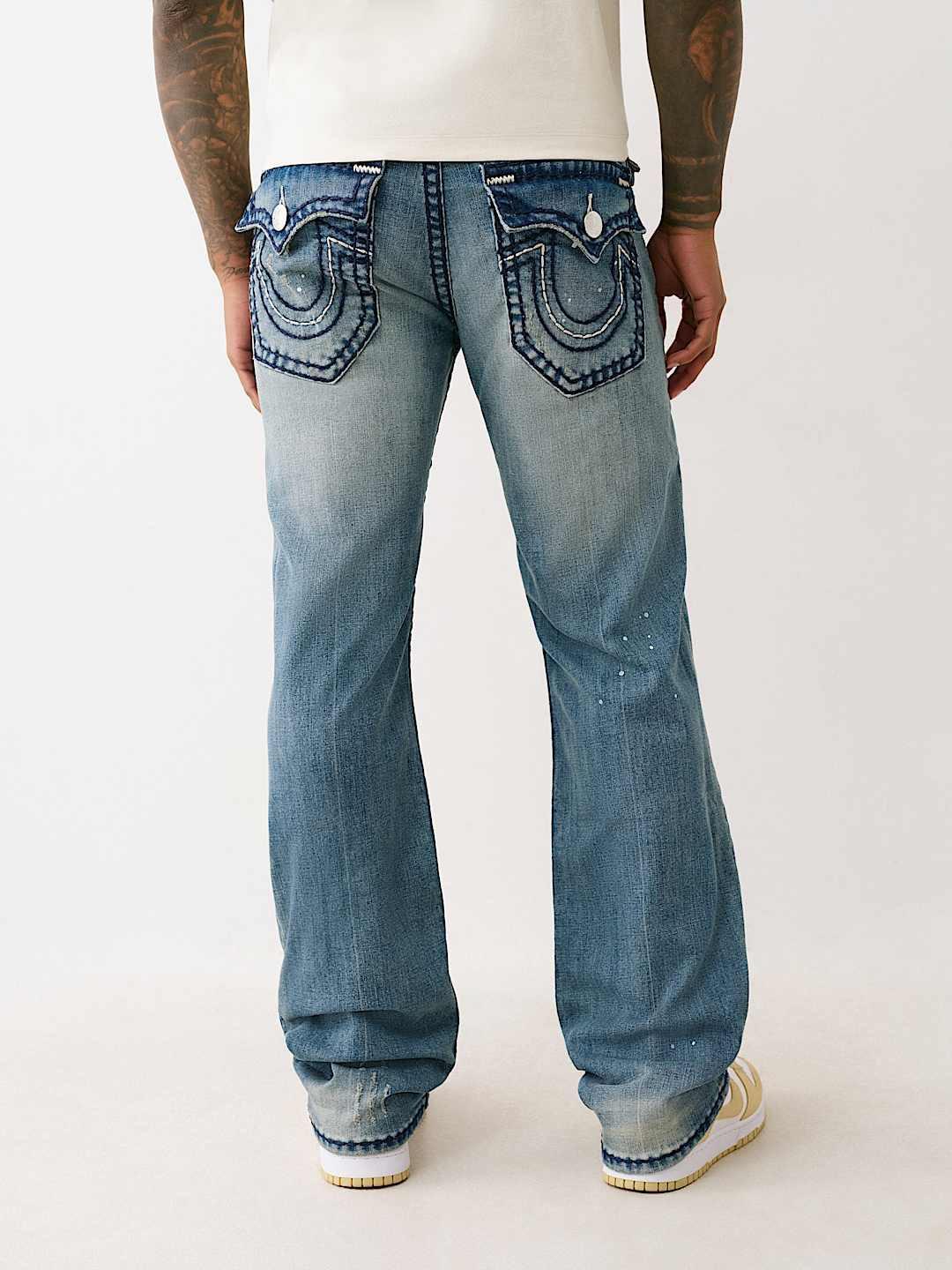 True Religion Men SUPER T Ricky Straight Fit Medium Wash Jeans