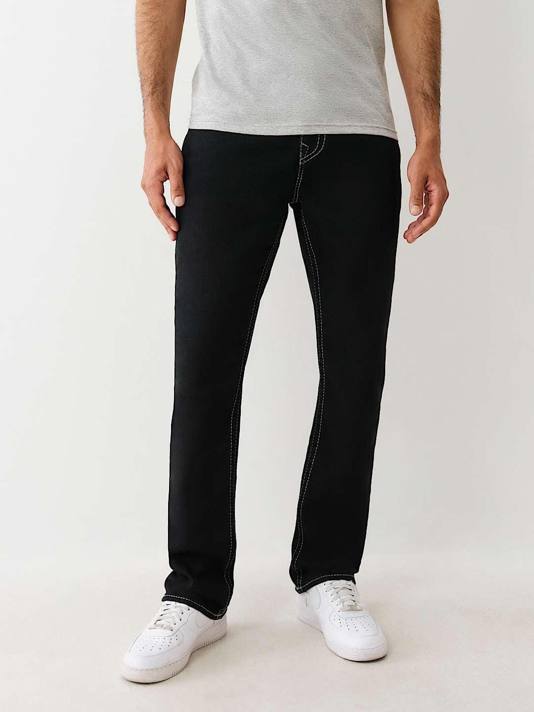 True Religion Men Embroidered Ricky Straight Fit Pure Cotton Mid Rise Jeans