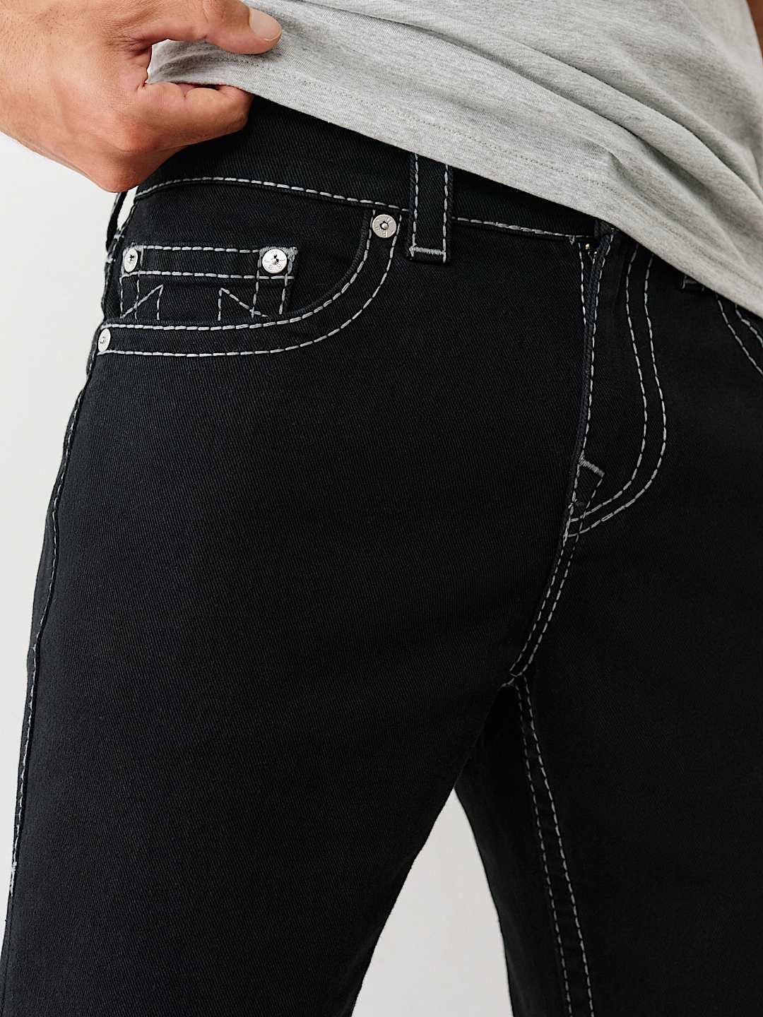 True Religion Men Embroidered Ricky Straight Fit Pure Cotton Mid Rise Jeans