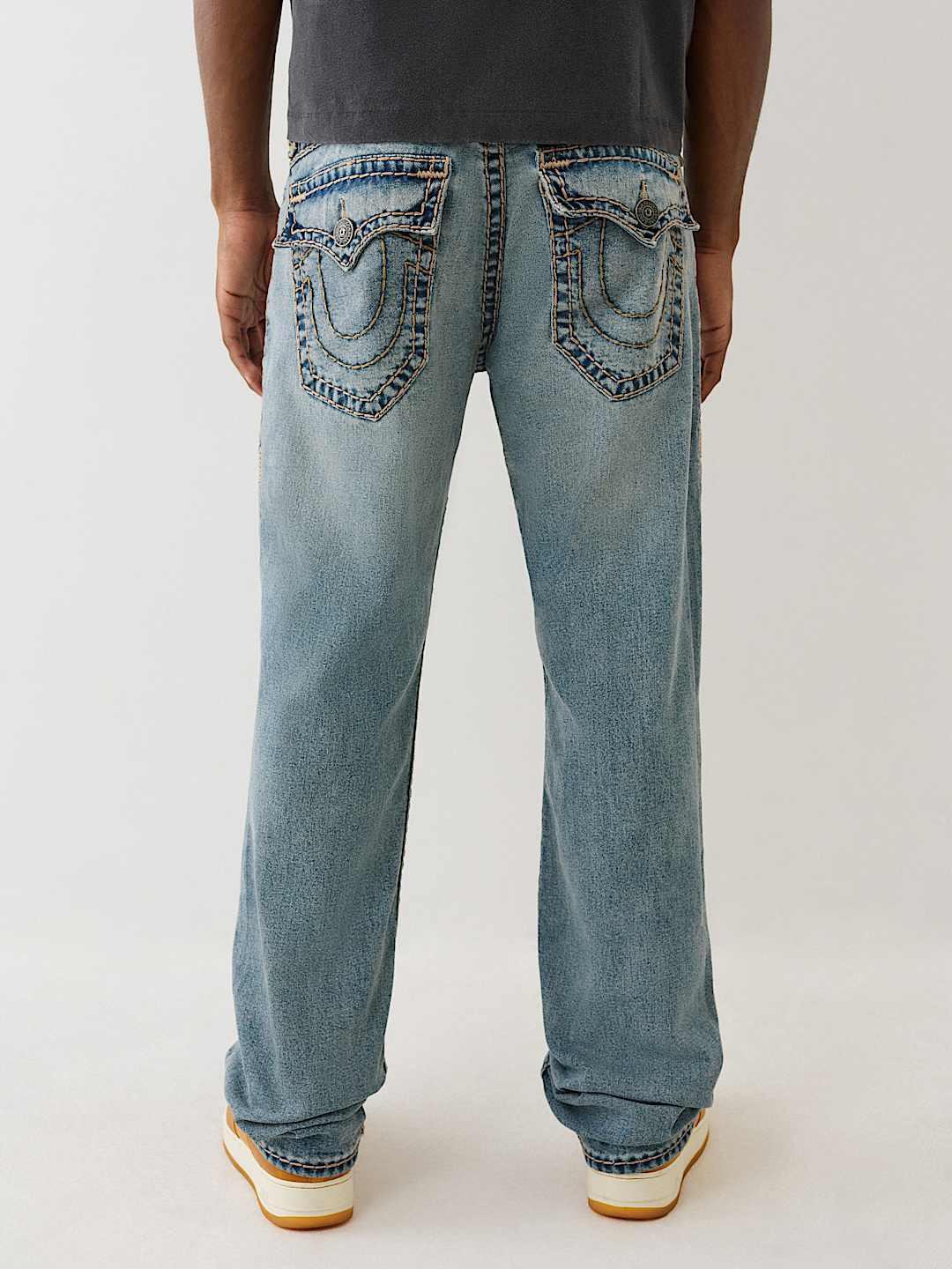 True Religion Men Super T Ricky Straight Fit Light Wash Jeans