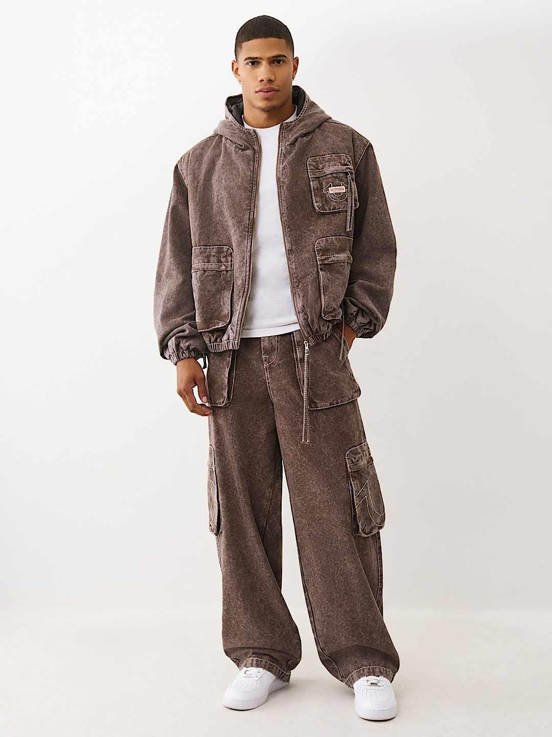 True Religion Men Brown Oversized Big T CARGO Trouser