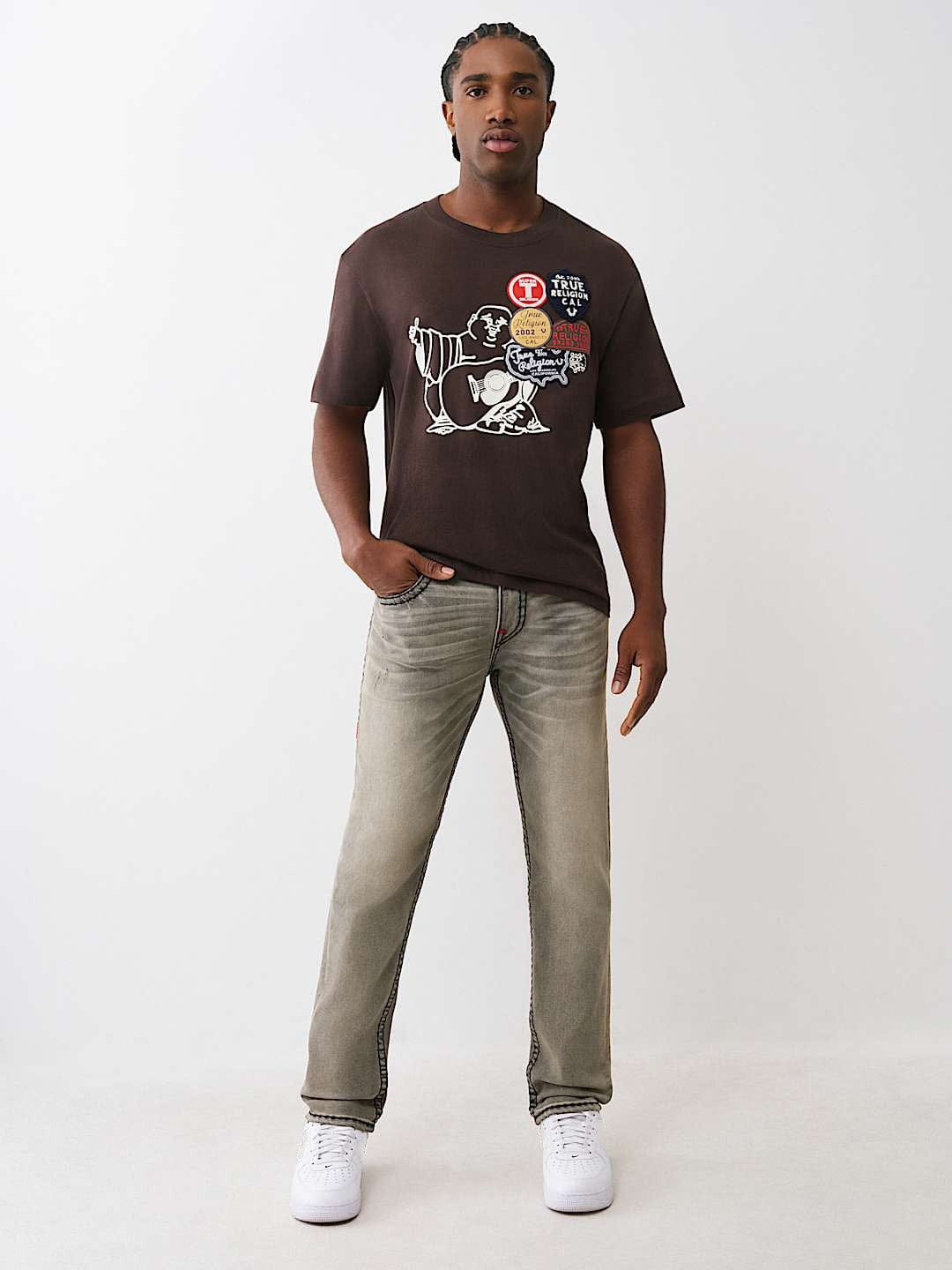 TRUE RELIGION Men Grey SUPER T Rocco Slim Fit Jeans