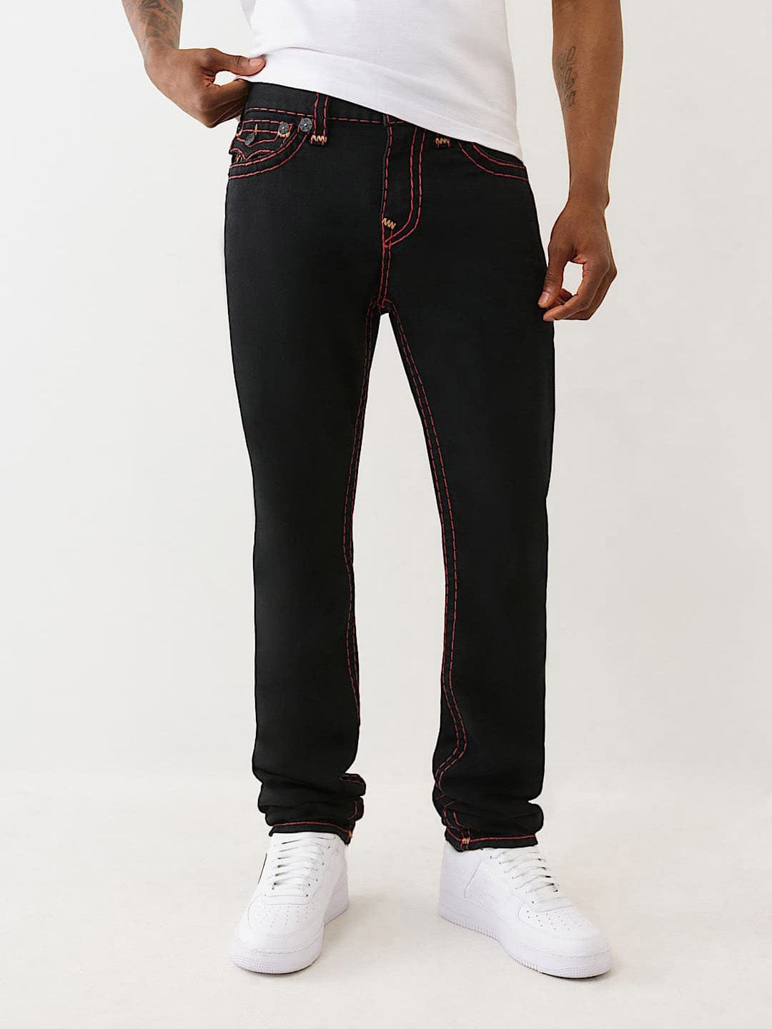 TRUE RELIGION Men Black SUPER T Rocco Slim Fit Jeans