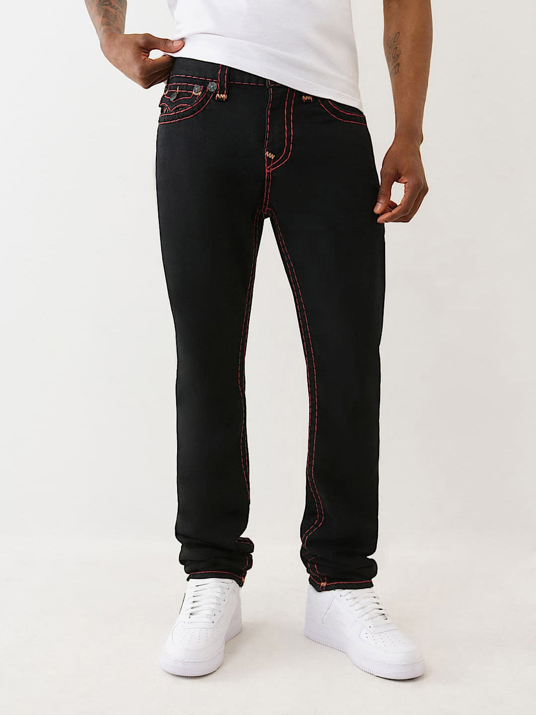 TRUE RELIGION Men Black SUPER T Rocco Slim Fit Jeans