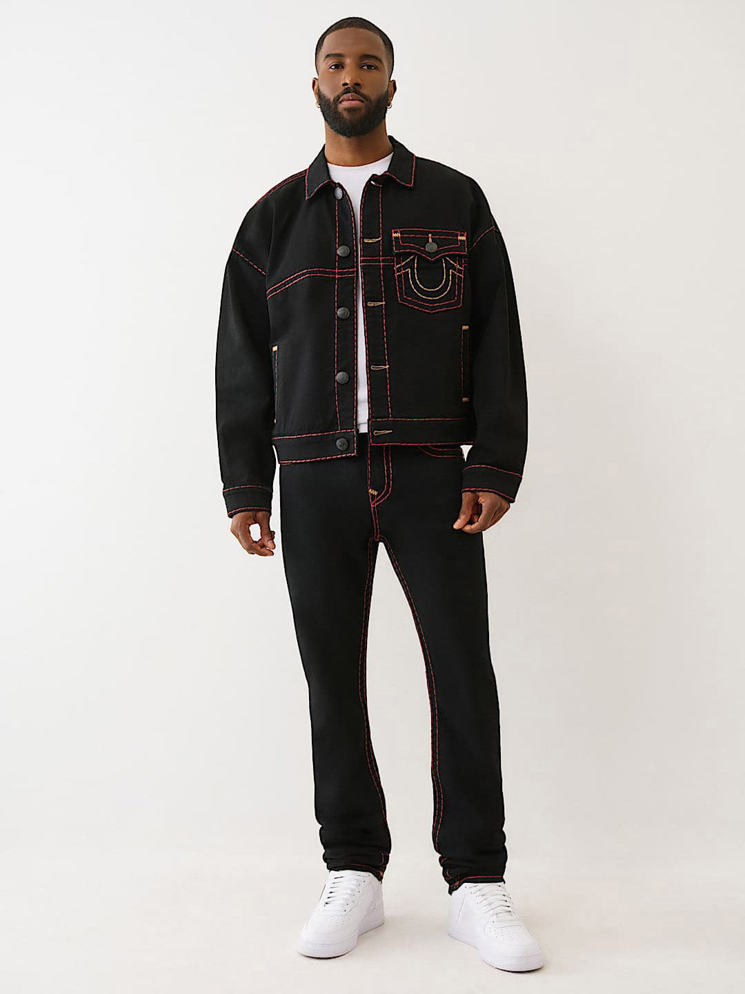 TRUE RELIGION Men Black SUPER T Rocco Slim Fit Jeans