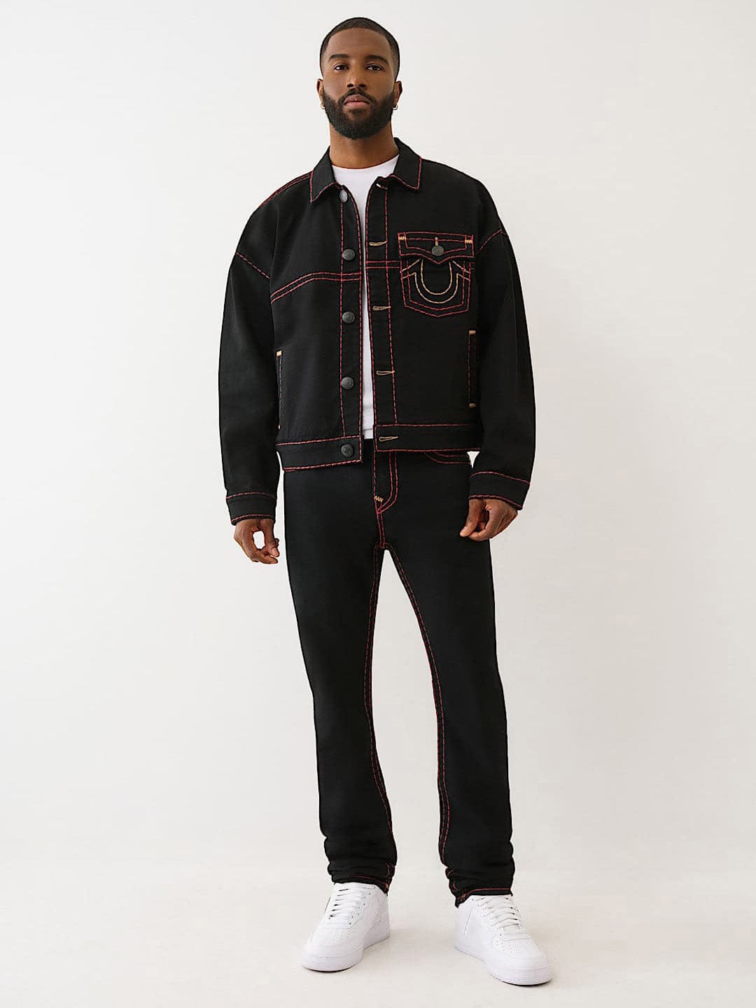 TRUE RELIGION Men Black SUPER T Rocco Slim Fit Jeans