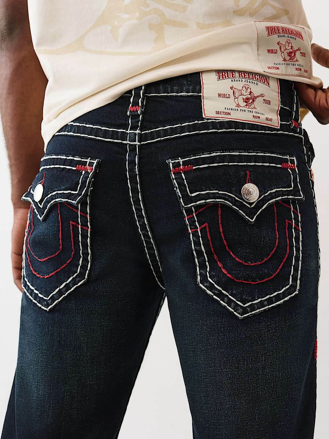 True Religion Men Super T Billy Bootcut Fit Dark Wash Jeans