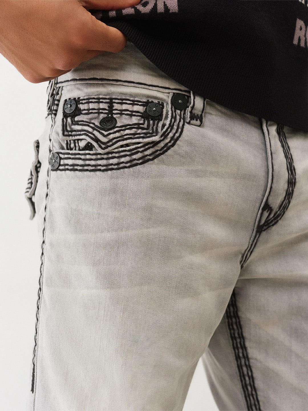 TRUE RELIGION Men Grey Super QT Straight Fit Jeans