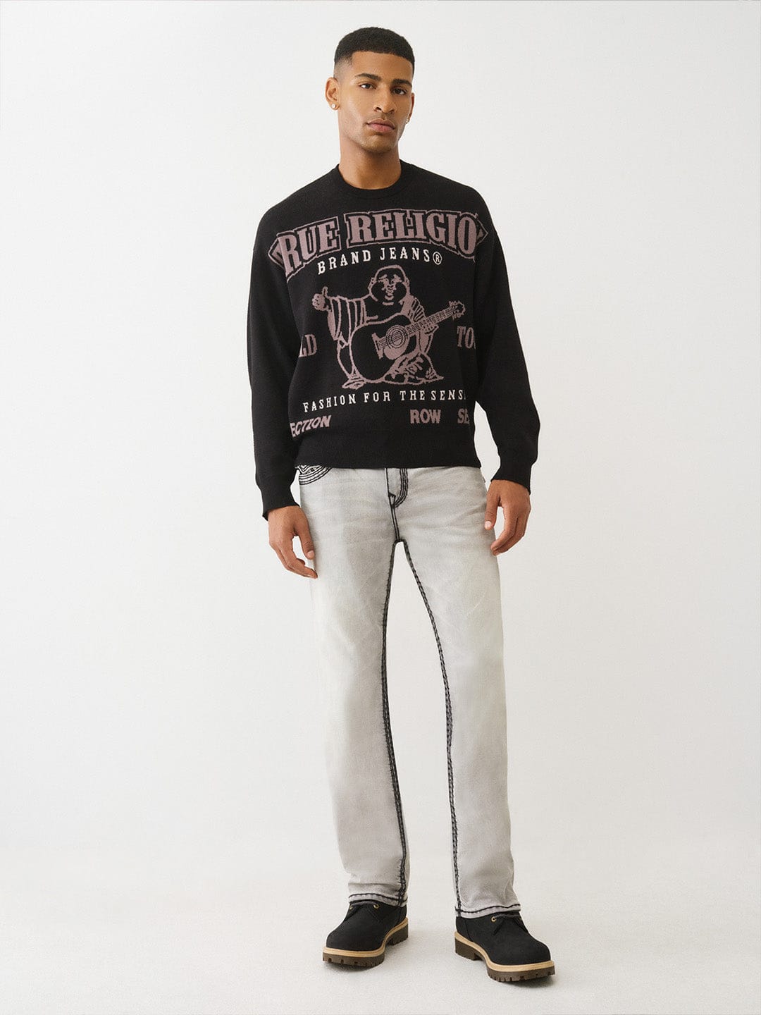 TRUE RELIGION Men Grey Super QT Straight Fit Jeans