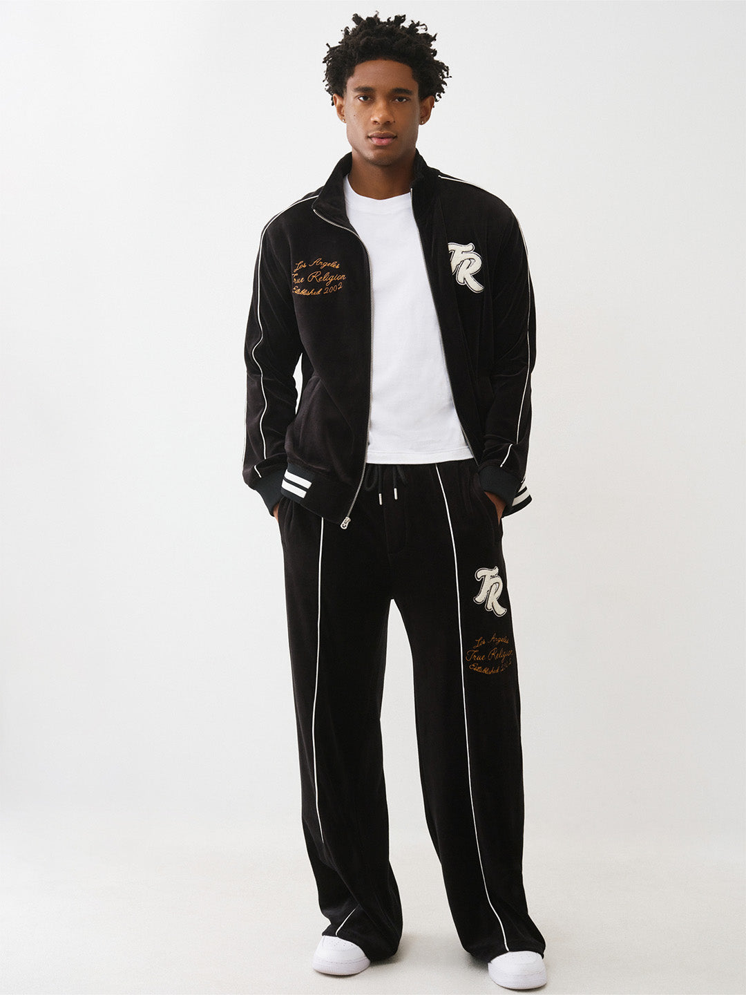True Religion Men Slim Fit Black Logo Sweatpant