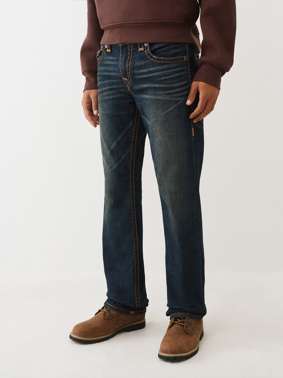 TRUE RELIGION Men Dark Indigo Super T Straight Fit Jeans