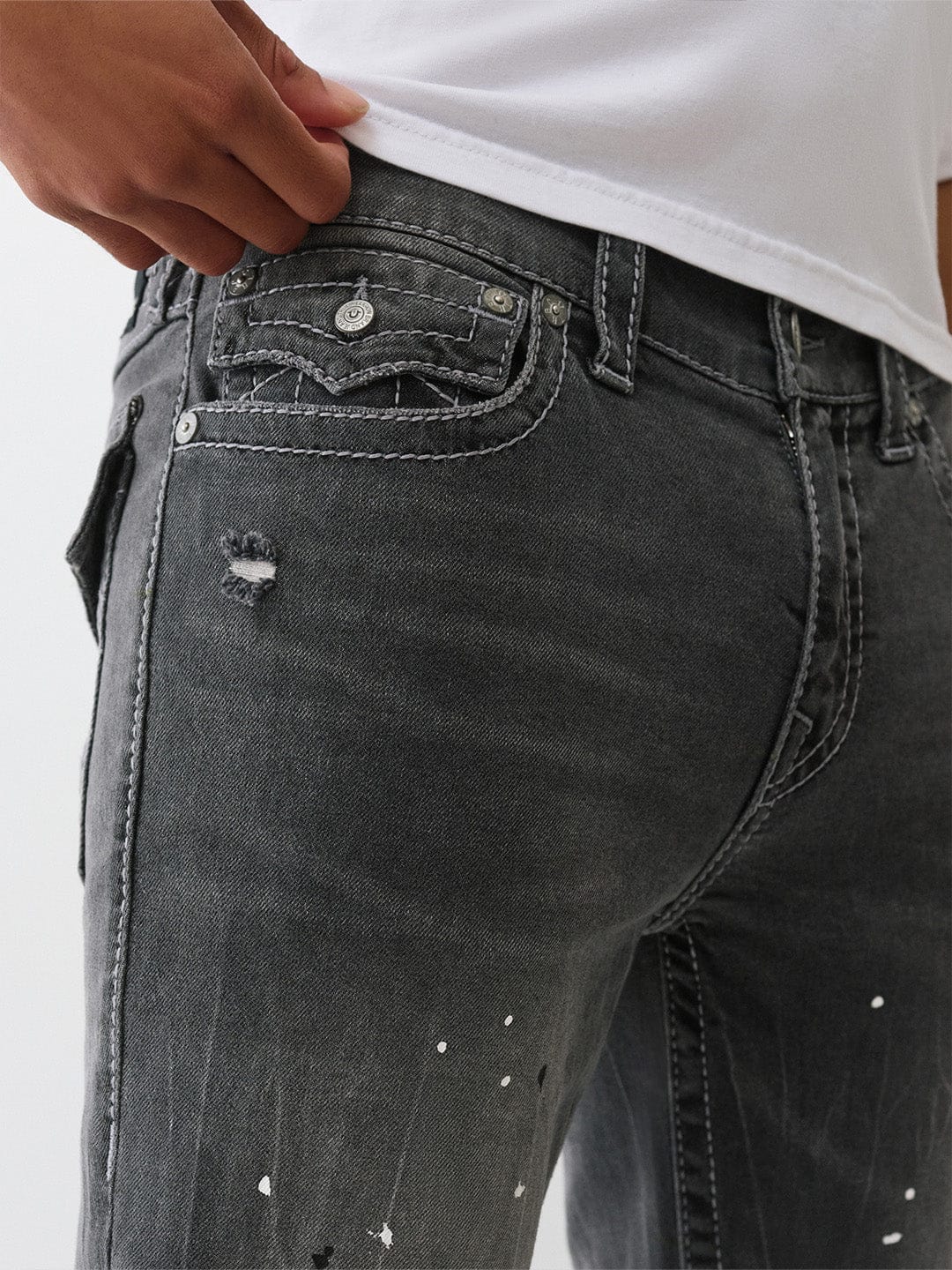 TRUE RELIGION Men Grey Big T Slim Fit Jeans