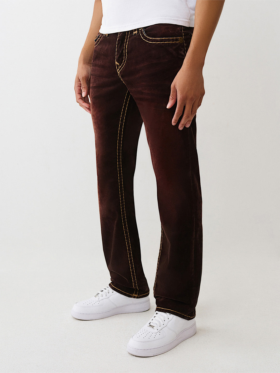 TRUE RELIGION Men Brown Super T Straight Fit Jeans