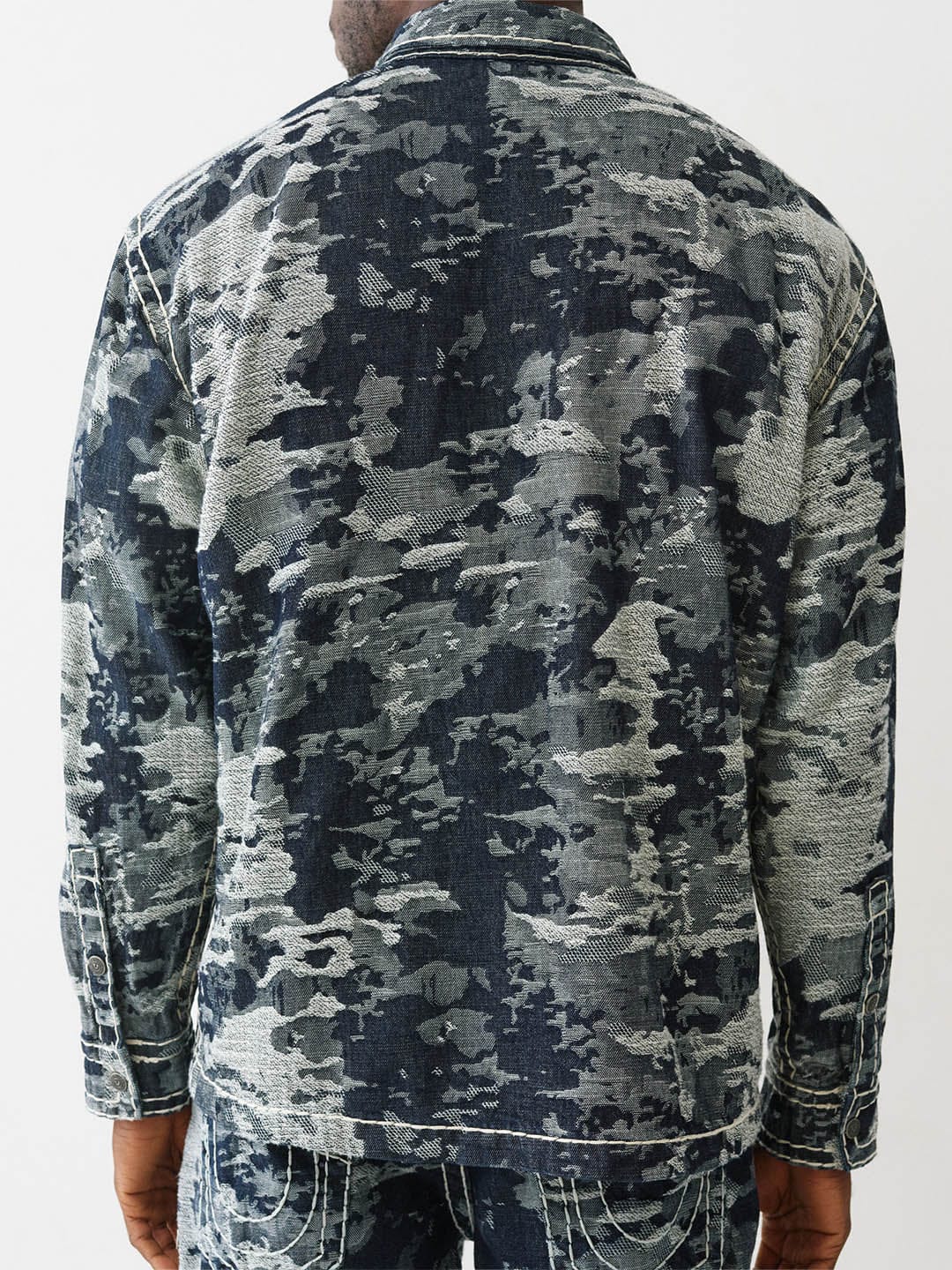 True Religion Men Straight Fit Blue Printed Pure Cotton Shirt