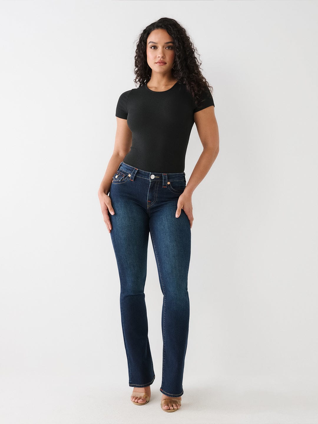 TRUE RELIGION Women Navy Blue SN Bootcut Fit Jeans