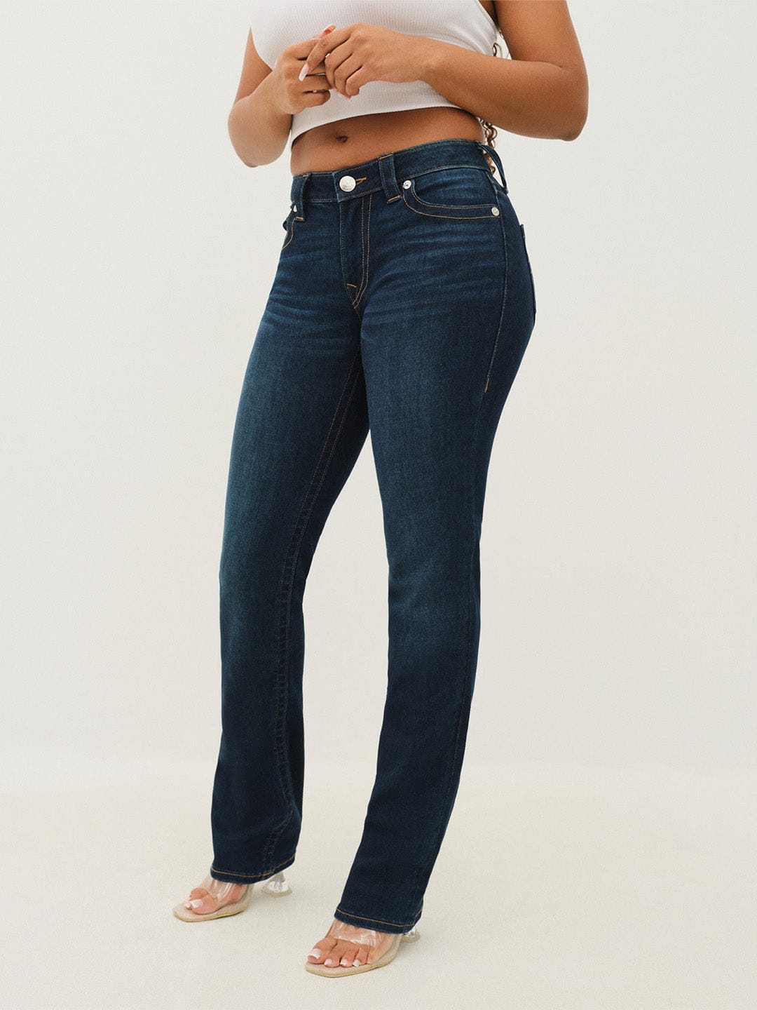 TRUE RELIGION Women Navy Blue SN Straight Fit Jeans