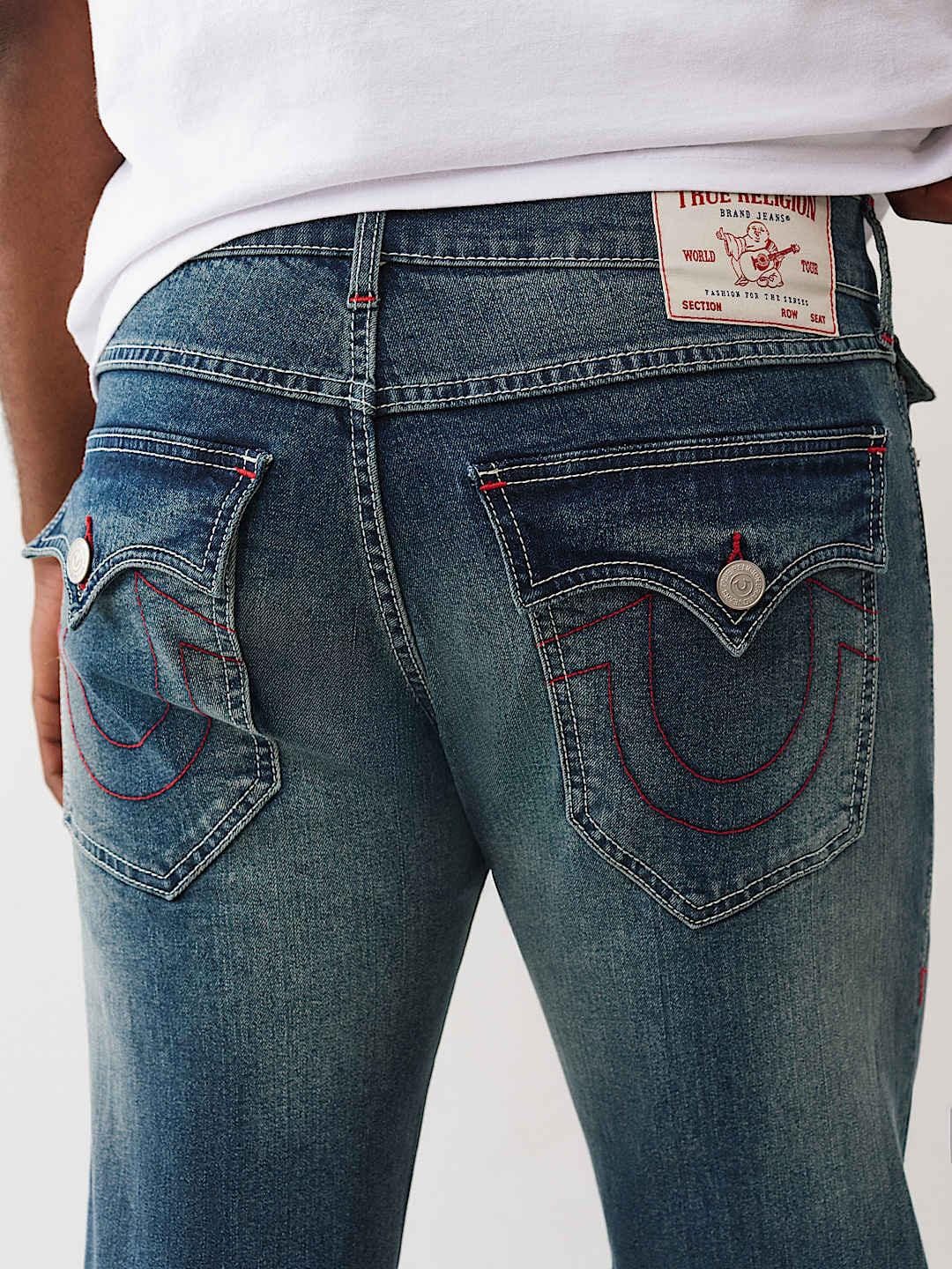 True Religion Men SN, Patch Work Billy Bootcut Fit Light Wash Jeans