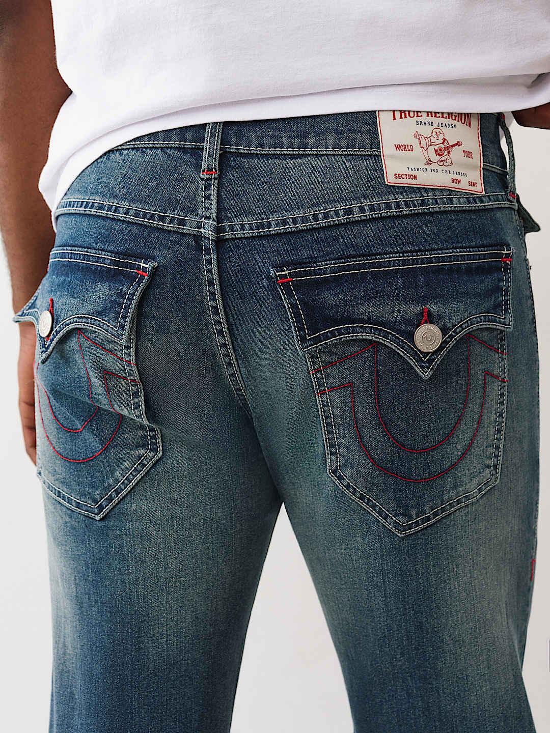 True Religion Men SN, Patch Work Billy Bootcut Fit Light Wash Jeans