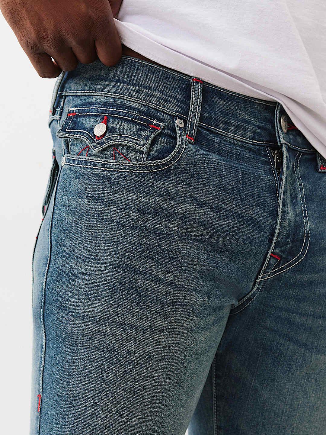 True Religion Men SN, Patch Work Billy Bootcut Fit Light Wash Jeans