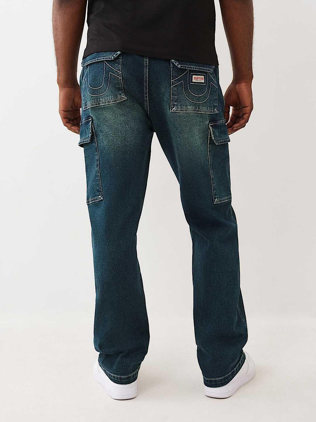 True Religion Men Blue Relaxed Fit Big T CARGO Trouser