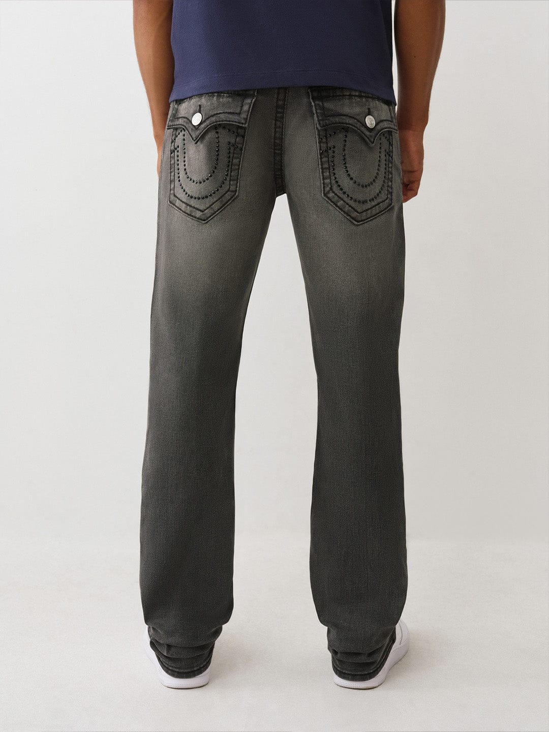 TRUE RELIGION Men Grey Embellished Straight Fit Jeans
