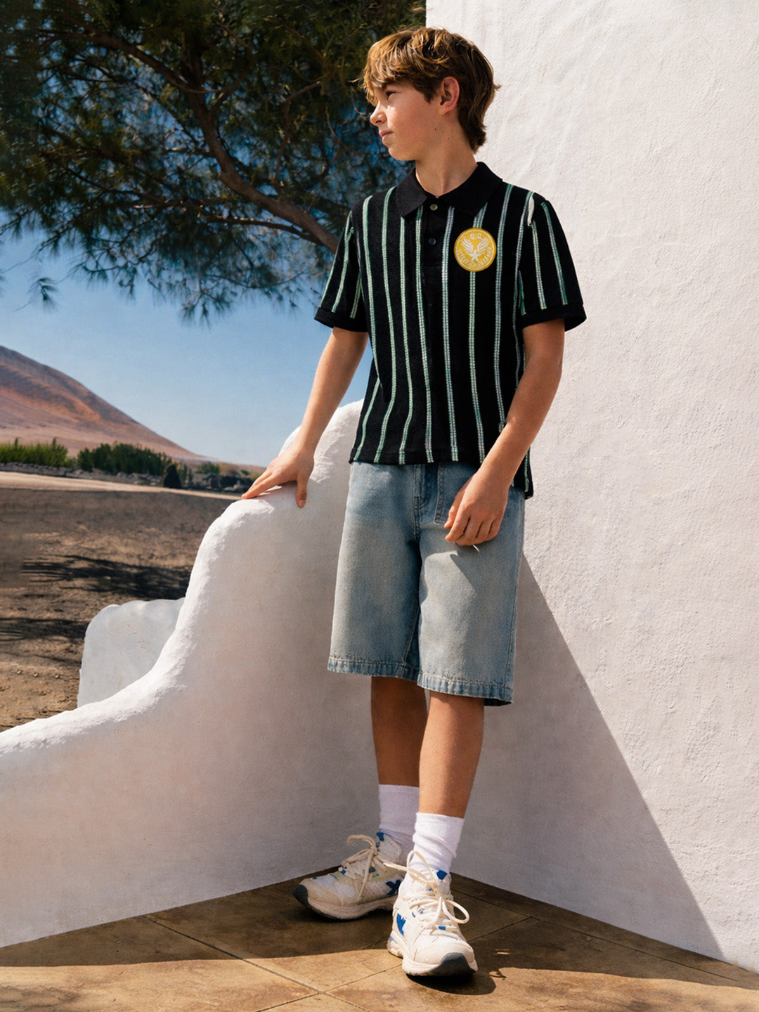Blue Giraffe Boys Multicolor Striped Polo Tshirt